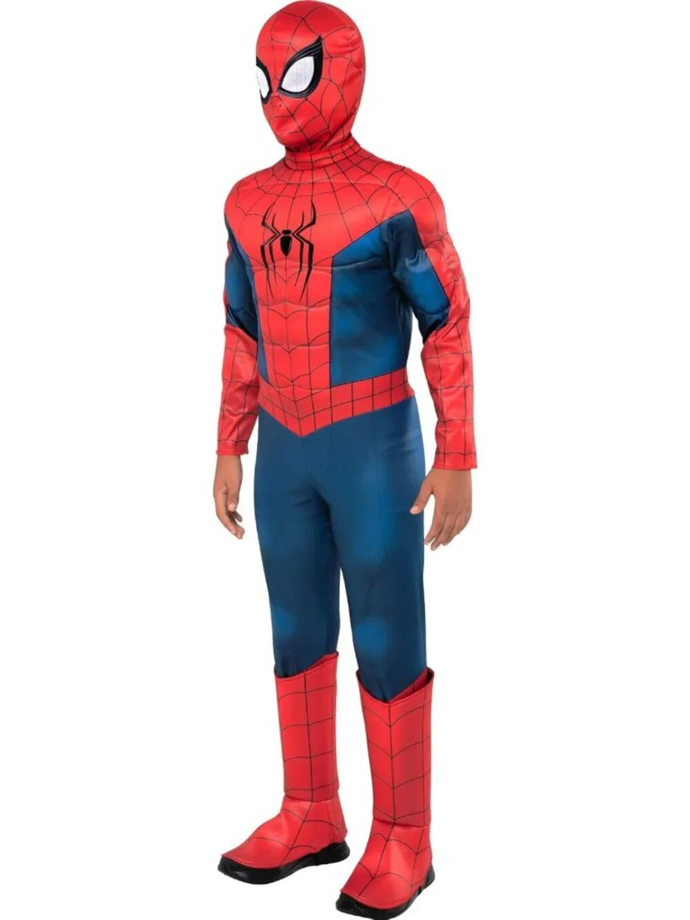 Youth Spider-Man Halloween Costume - Premium Padded Jumpsuit & Fabric Mask